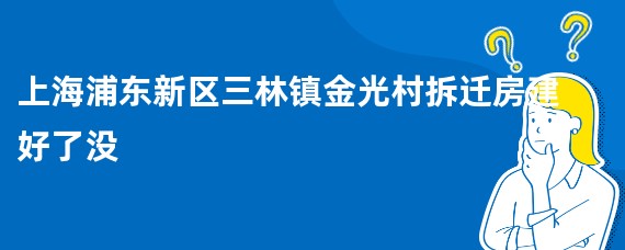 上海浦东新区三林镇金光村拆迁房建好了没